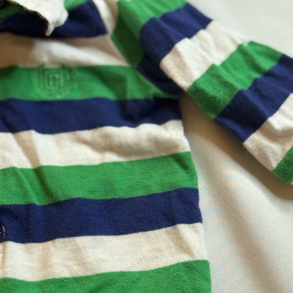 Chaps Green and Blue Striped Newborn (NB) Bodysuit One Piece (Onesie) - Picture 4 of 10